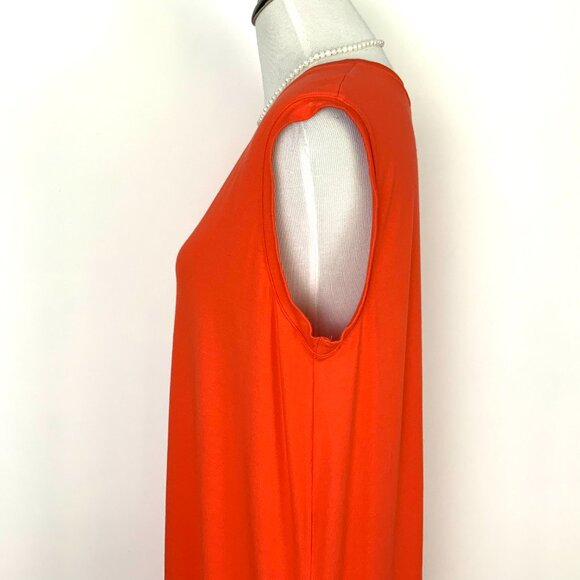 Eileen Fisher Orange Sleeveless Crewneck Shift Midi Dress Large - Picture 8 of 16